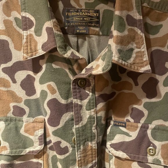 Filson Field Flannel Shirt- Frog Camo, Medium Tall - Picture 5 of 10